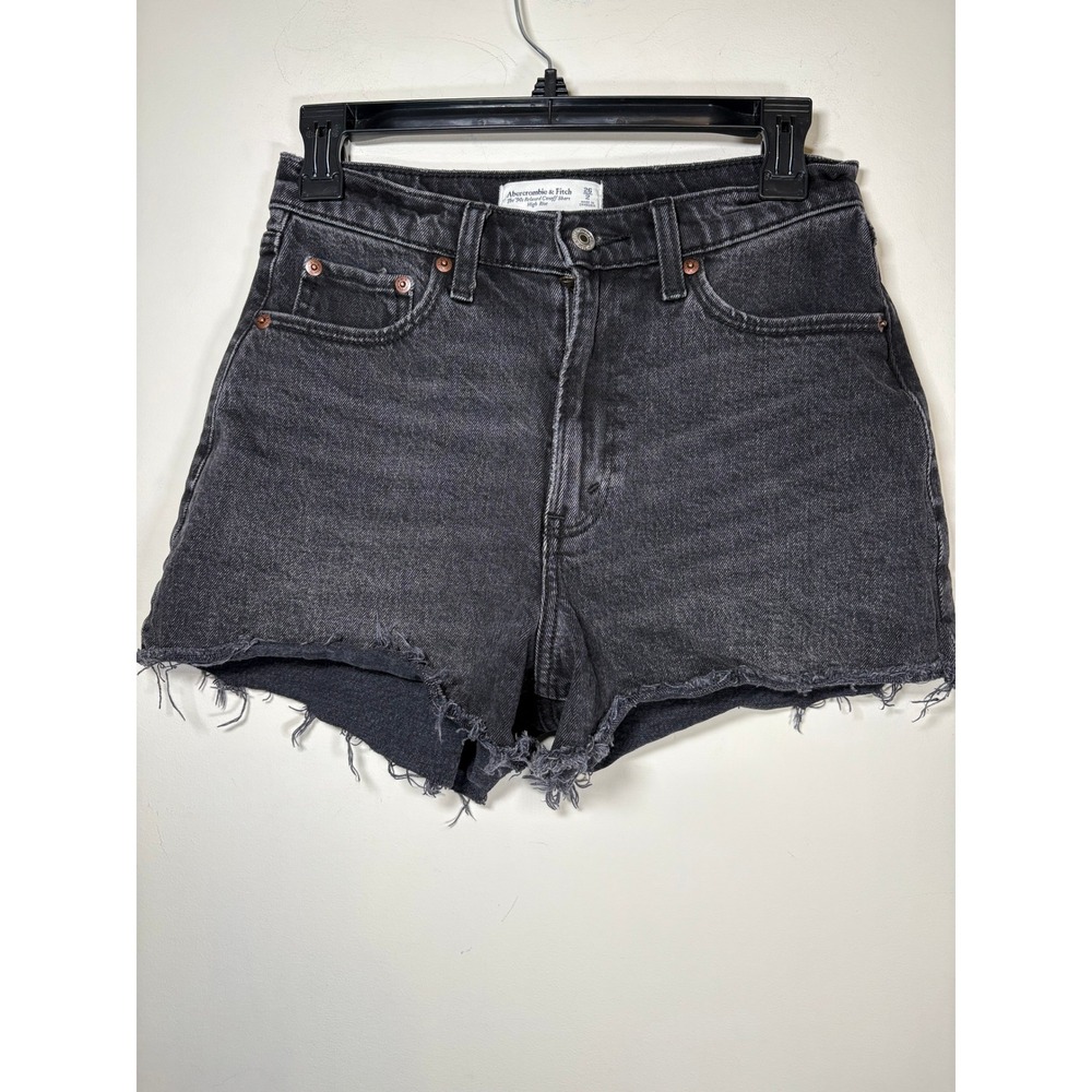 Abercrombie & Fitch The 90s Relaxed Cutoff Short Black High Rise Y2K Boho Size 2